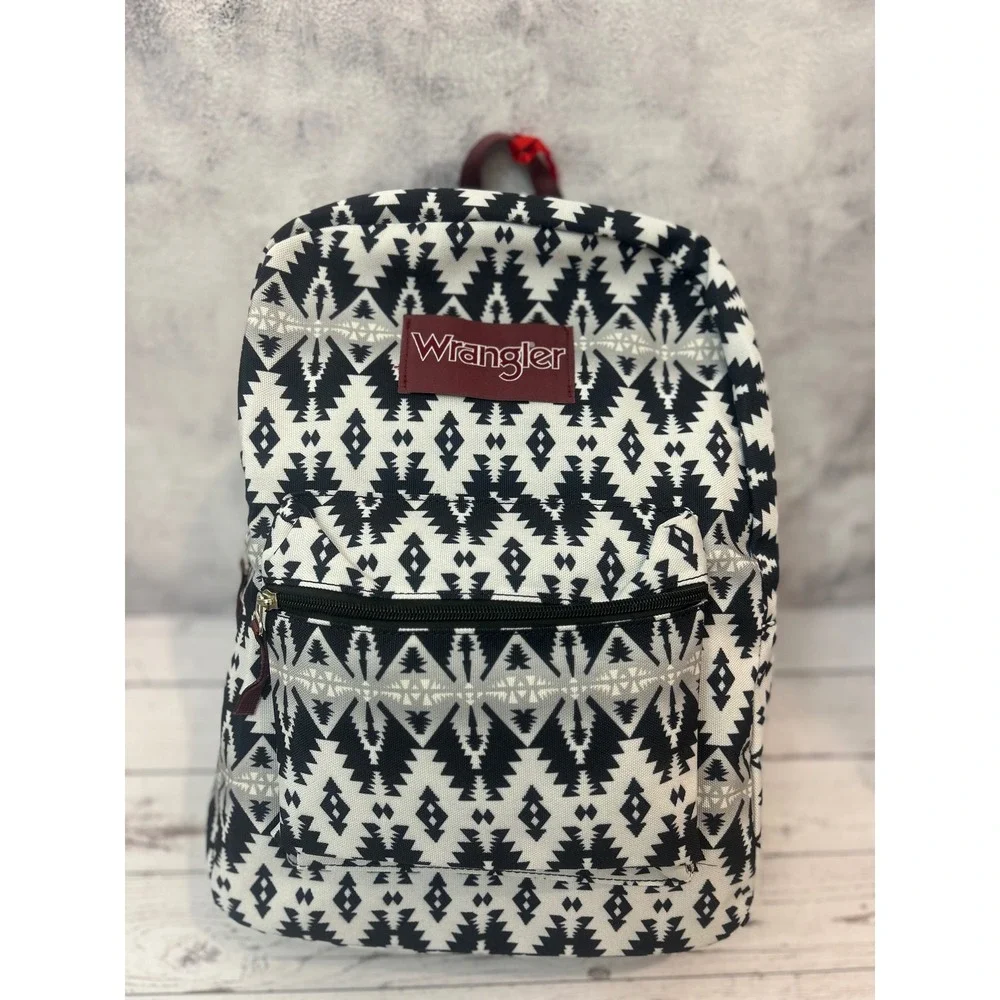 Wrangler Southwestern Geometric Print‎ Backpack Black White Maroon
